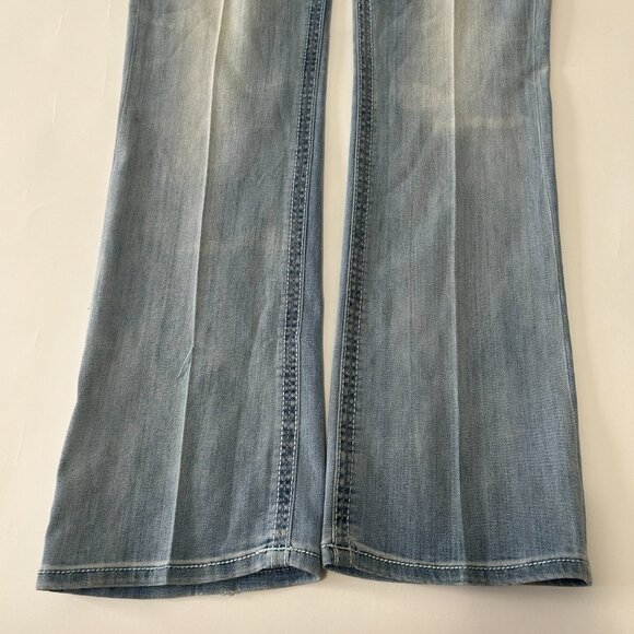 BKE Payton Jeans Womens size 31R Light Wash Boot Cut Stretch distressed ABK1233 - Picture 7 of 16